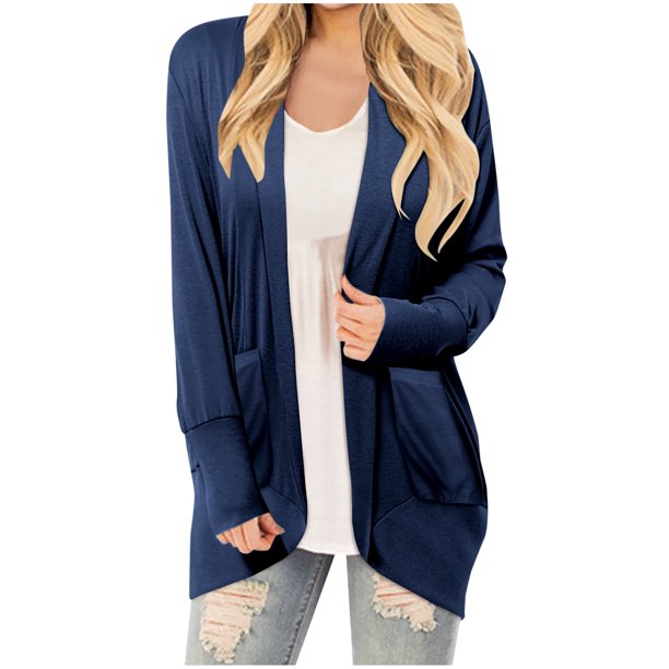 Puntoco Blusa casual de manga larga de color para mujer con bolsillo y cárdigan con botones Puntoco Puntoco-1