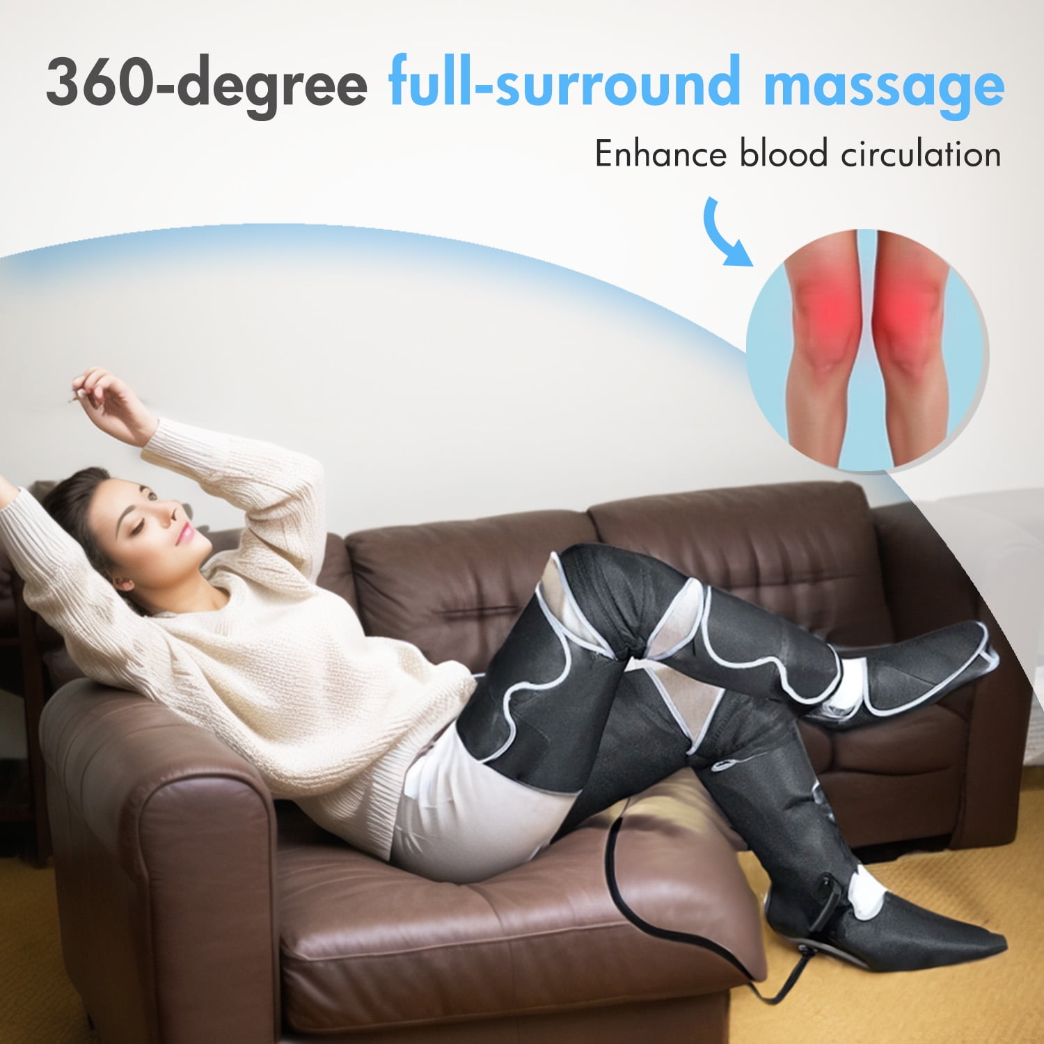 Leg Massager with Heat, Air Compression Thigh, Leg Air Compression Massager for Circulation and Pain Relief with 3 Modes, Muscles Relaxation