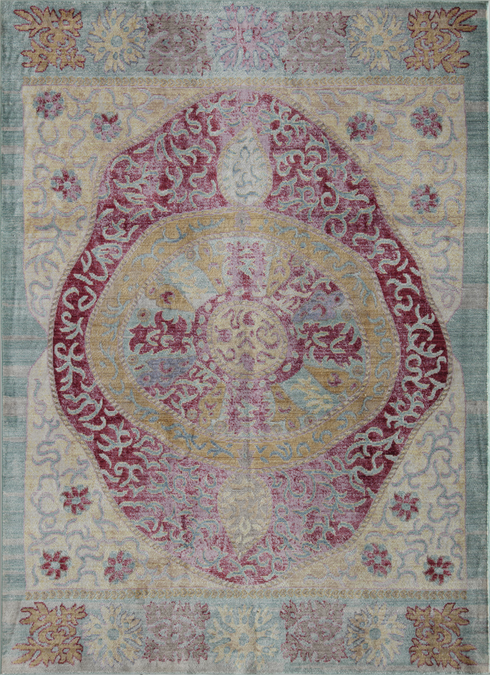 Rugs America Asteria Collection Ruby Red AI550A Transitional Floral Area Rug 8' x 10'