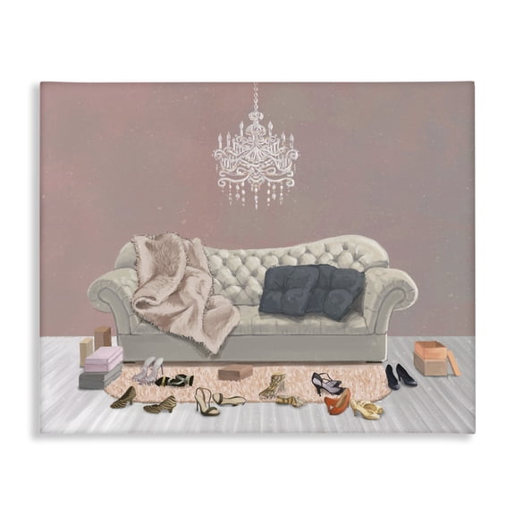 Stupell Industries Contemporary Chic Living Room Pink Grey Canvas Art, 20 x 16, by Ziwei Li