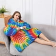 thumbnail image 5 of Oversized Wearable Blanket Hoodie,Colorful Tie Dye Pattern Sherpa Blanket Hoodie with Super Pockets,Super Warm Fuzzy Pullover for Women & Men, 5 of 6