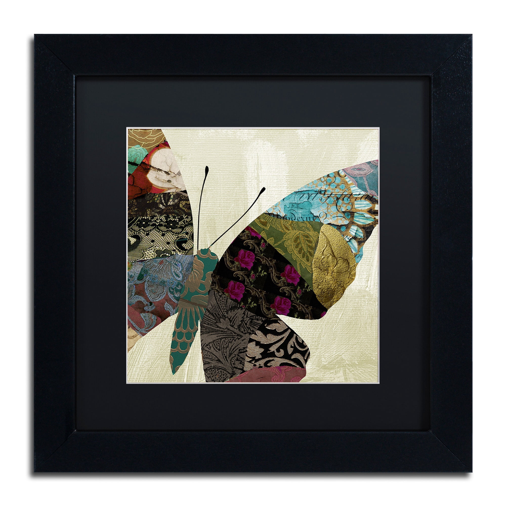Trademark Fine Art "Butterfly Brocade IV" Canvas Art by Color Bakery Black Matte, Black Frame