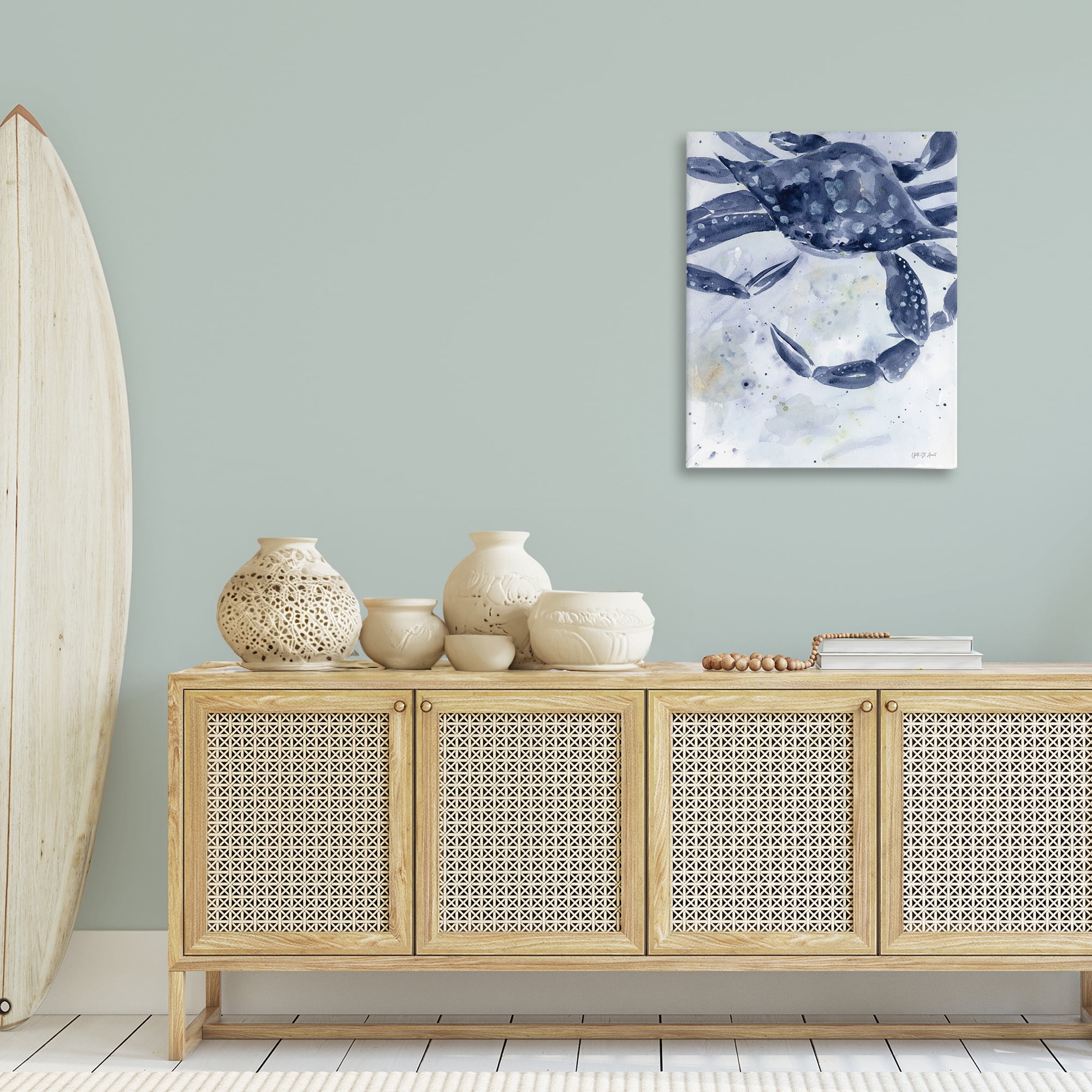 Stupell Industries Swimming Blue Crab Animals & Insects Painting Gallery Wrapped Canvas Art Print Wall Art, 24 x 30