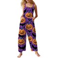 thumbnail image 2 of WTOBBY Women's Casual Jumpsuit in Sleeveless Cotton with Halloween Printed Design, Comfortable Fit for Everyday Use, Great for Festive and Casual Occasions,Purple2XL, 2 of 6