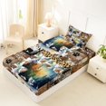 thumbnail image 4 of Castle Fairy Watercolor Bear Twin Sheets 3pcs,Vintage Leopard Print Bedding,Sepia Orange Cream,1 Fitted Sheet, 1 Flat Sheet and 1 Pillowcase, 4 of 6