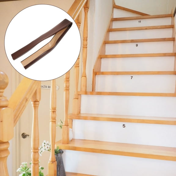 Minkissy Plastic Stair Edge Protector Coffee Rectangular 1Pack 39.4x2.4x1.2in