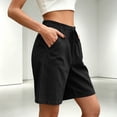 thumbnail image 4 of Jewelreauty Linen Summer Shorts for Women Casual with Pockets Loose Fit Drawstring Elastic Waist Sweatshorts (2XL, Black), 4 of 6