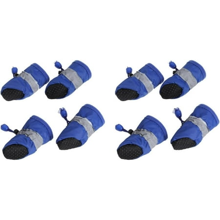 Blue Shoes Anti Size Straps Dog Adjustable Midium Control Protector  Booties  Walking Draw  Winter Dogs  Seasons Dogs Puppy  Protectors XL Boots: to Small Silicon Shoe 8pcs