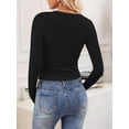thumbnail image 5 of Long Sleeve Shirts for Women 2025 Fall Fashion V Neck Basics Crop Tops Slim Fitted Y2K Tops Outfits Clothes Black S, 5 of 8