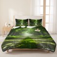thumbnail image 3 of King Quilt Set 96''x106'', Green Trees Lightweight Bedspread Coverlet Set with 2 Pillow Shams, Forest Art Decor Spring Summer Nature Leaf Breathable All Season Quilt Bedding for Bedroom/Guest Room, 3 of 9