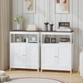 thumbnail image 3 of S-HOME Storage Cabinet with Double Doors in White, Free-Standing Design, Adjustable Shelf for Bathroom or Kitchen Use, 3 of 6
