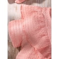 thumbnail image 5 of Seyurigaoka 2Pcs Newborn Girl Cute  Sweet Dress Outfits, Short Sleeve Solid Color Ruffles Decor Pleated Round Neck Dress + Headband, 5 of 7