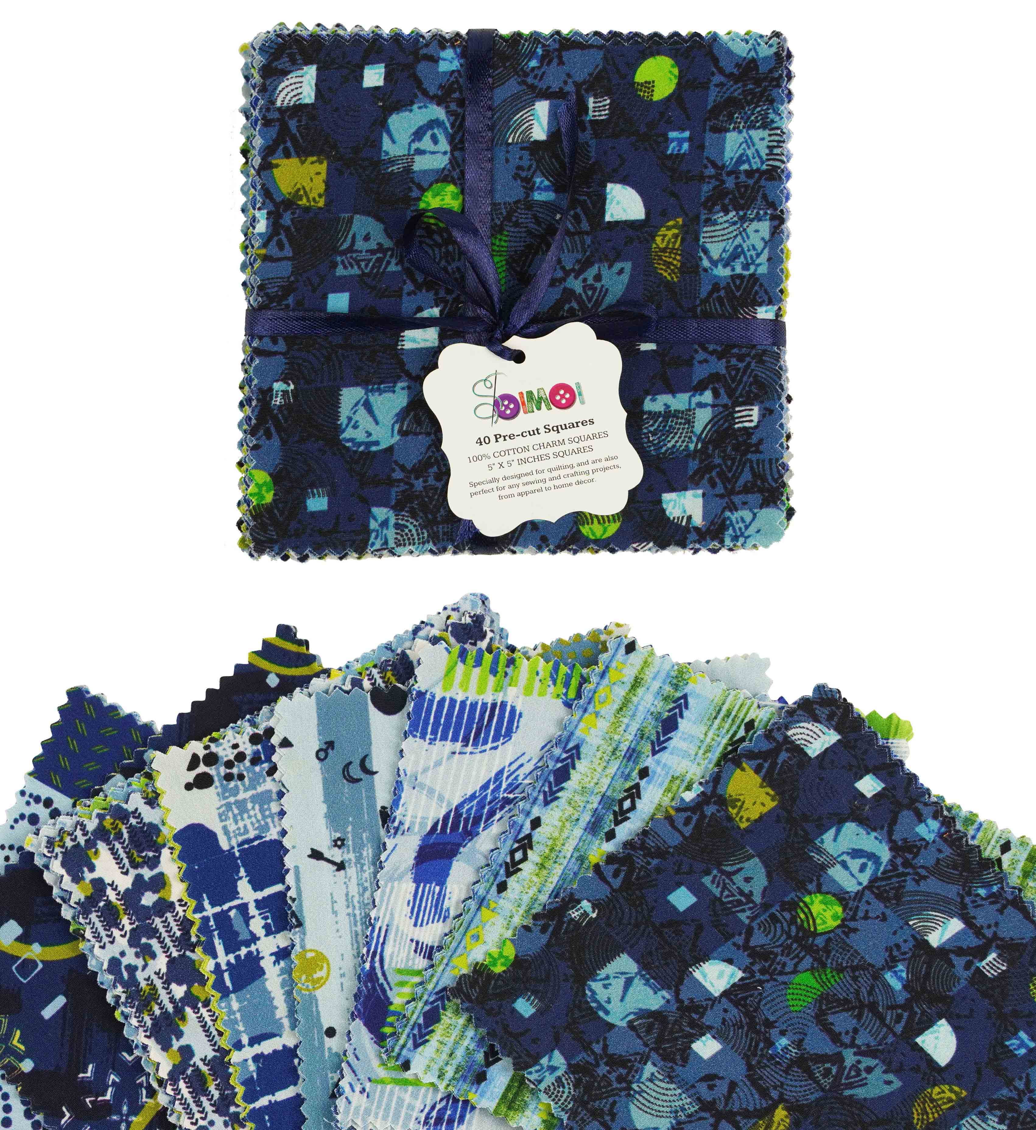 Soimoi Geometric With Texture Print Precut 5inch Cotton Fabric