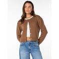 thumbnail image 5 of Celebrity Pink Women's Pointelle Crew Neck Cardigan Sweater, Sizes XS-XXXL, 5 of 11