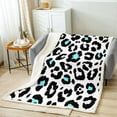 thumbnail image 2 of Animal Print Sherpa Blanket Cheetah Print Blanket, Leopard Throw Blanket for Chair Africa Safari Wildlife Fleece Blanket, Black White Blue Plush Blanket for All Seasons Breathable, 2 of 6
