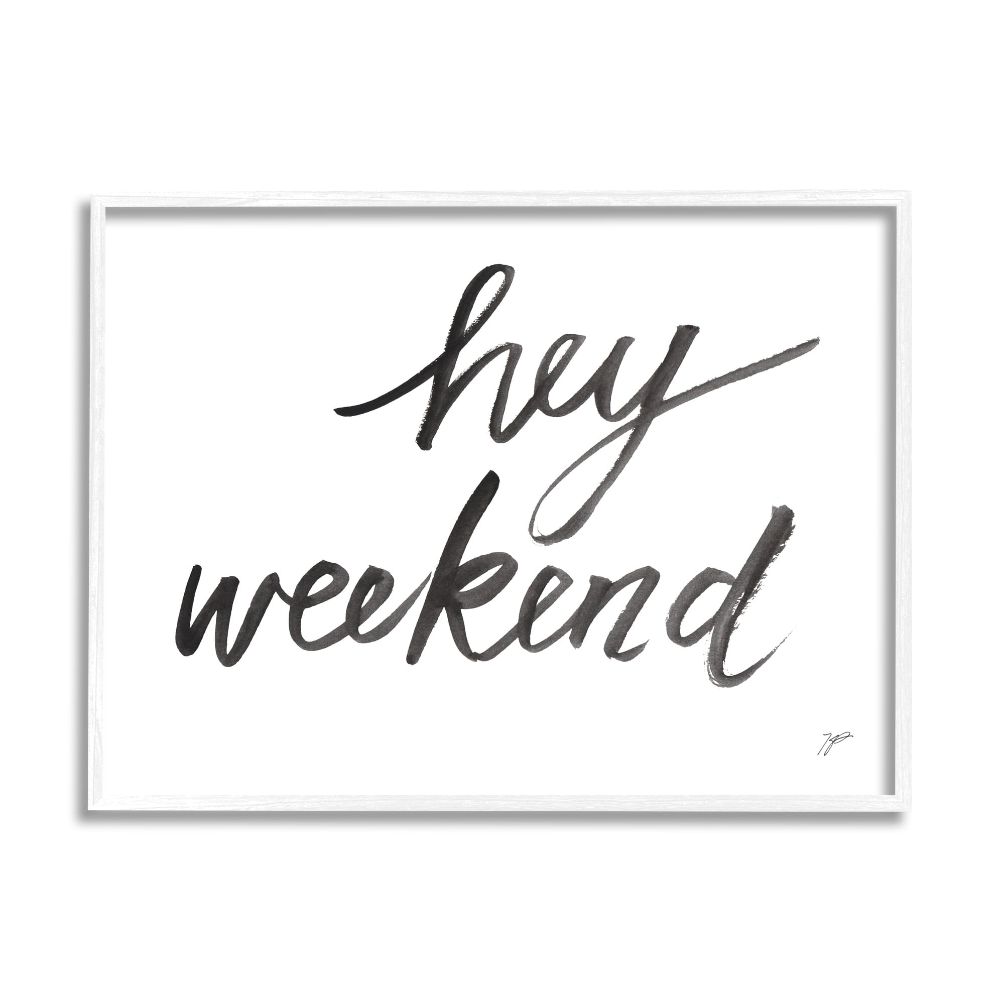 Stupell Industries Hey Weekend Phrase Minimal Ink Pattern Typography, 20 x 16, Design by Lettered and Lined