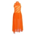 thumbnail image 3 of TTAO Kids Girls Sleeveless Lyrical Dance Dress Sparkly Ballet Skirted Leotard Modern Contemporary Dance Dress Orange 6, 3 of 7