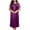 Purple, variant on Censtreet Women's Satin Silk Pleated Nightgown Loose Sleepwear Printed Nightshirt Short Sleeve Sleep Dress