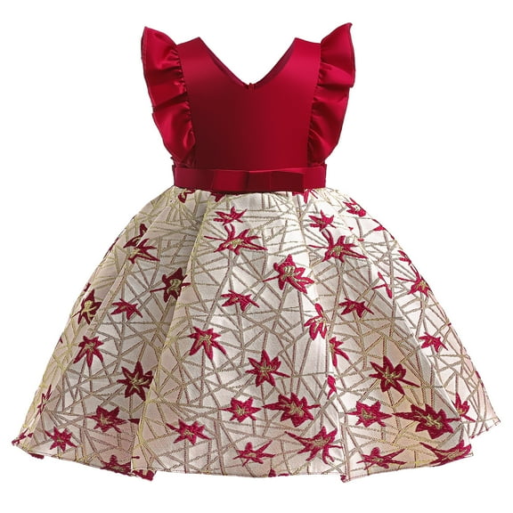 Girl Princess Christmas Flower Dress For Wedding Birthday Party 3-9T