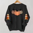 thumbnail image 5 of TKLPEHG Womans Thanksgiving Sweatshirts Plaid Polka Dots Pumpkin Graphic Sweatshirt Fall Fashion Crew Neck Holiday Tops Long Sleeve Casual Pullover (Black,S), 5 of 6