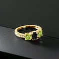 thumbnail image 3 of Gem Stone King 2.32 Ct Oval Black Sapphire Green Peridot 18K Yellow Gold Plated Silver Moissanite Ring (Size 9), 3 of 4