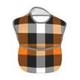 thumbnail image 2 of Bingfone Mess-Proof Baby Bib - Waterproof Bib For Baby Boy Or Girl With Food Catcher Pocket, Unisex-Orange Plaid, 2 of 8