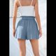 thumbnail image 4 of Pantalones Cortos Casuales de Verano para Mujer con Lazo y Cintura Anudada y Bolsillos. Azul Gris S, 4 of 7