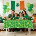 thumbnail image 4 of Kumdkd St. Patrick's Day Tablecloth 54x108ines, Waterproof Plastic Party Table Cover for Holiday Decor, Shamrock Themed Indoor Outdoor Use, Fits 8-10 People, Green White Gold, 4 of 5