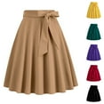 thumbnail image 2 of Lovskoo Womens Vintage High Waist A-Line Skater Skirt Bow Tie Flared Midi Skirt with Pockets Red XL, 2 of 5