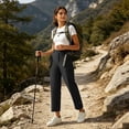 thumbnail image 4 of cocolona Womens Casual Outdoor Hiking Pants Button Zipper Waist Straight Wide Leg Waterproof Cargo Pants with Pockets, 4 of 5