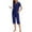 Blue, variant on Fashion 2 Piece Sets for Women Summer Plus Size Casual Loose Solid Round Neck Short Sleeved Capris Home Set Pajamas And Pajamas