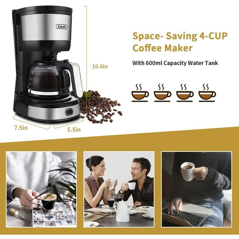 Gevi 5 Cups Small Coffee Maker, Compact Coffee Machine with Reusable  Filter, Warming Plate and Coffee Pot for Home and Office - Yahoo Shopping