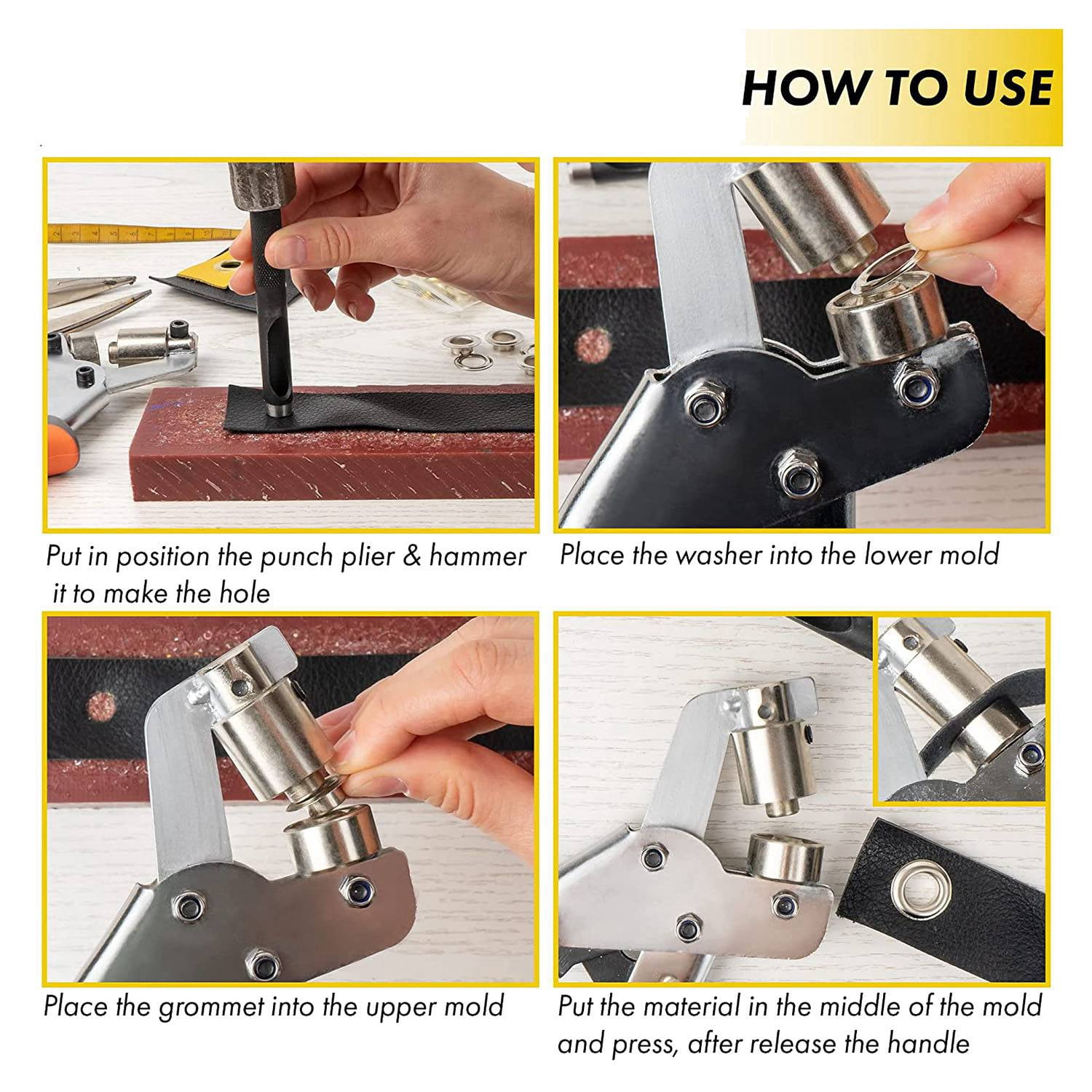 Grommet Tool Kit Manual Machine Handheld Plier Metal Grommet
