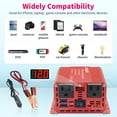 thumbnail image 5 of 500 Watts Power Inverter for Vehicles, 12V DC to 110V AC Car Inverter Converter with 2 AC Outlets+2 USB Chargers, LED Display,  Car Plug Adapter for Phone, Computer, RV, Camping & Home Red, 5 of 11