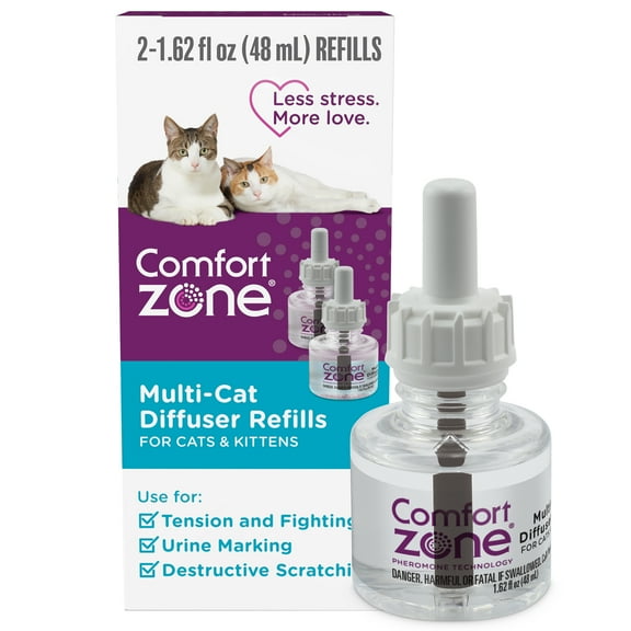 Comfort Zone Multi-Cat Calming Diffuser Refills - Reduce Tension and Stress for Cats and Kittens