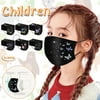 50PC Kids Black Disposable Face Mask with Designs Industrial 3 Ply Ear Loop with Metal Nose Piece