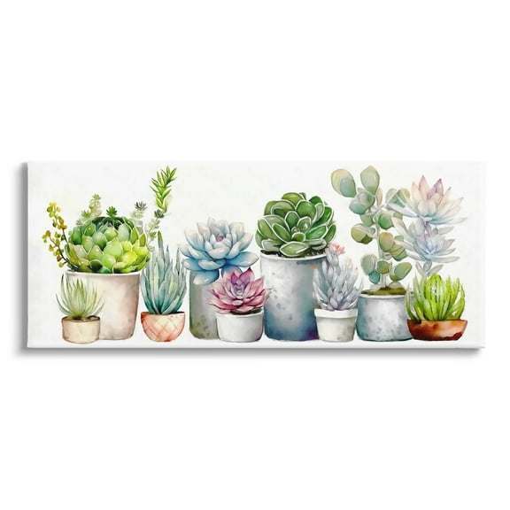 Stupell Industries Varied Succulent Garden Soft Hues Botanical & Floral Painting Gallery Wrapped Canvas Print Wall Art
