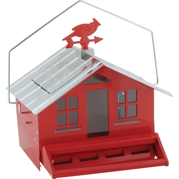 Perky-Pet Squirrel-Be-Gone II Country House Bird Feeder with Weathervane - 8 lb Seed Capacity - Squirrel Proof Wild Bird Feeder for Outdoors - Durable Construction - Rustic Outdoor Decor - 338, Red