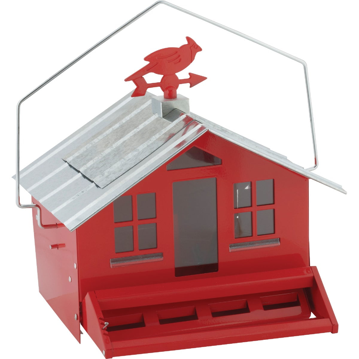 Perky-Pet Squirrel-Be-Gone II Country House Bird Feeder with Weathervane - 8 lb Seed Capacity - Squirrel Proof Wild Bird Feeder for Outdoors - Durable Construction - Rustic Outdoor Decor - 338, Red