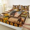 thumbnail image 3 of Manfei Farm Animal Horse Queen Sheet Sets,Rustic Flower Sunflower Flat Sheet,Country Farmhouse Lodge Queen Fitted Sheet For Boys,Super Cozy Room Decor,4 Pieces, 3 of 7