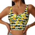 thumbnail image 2 of Picia Orange and Lemon Sports Bra for Women,Padded Strappy Sports Bras Medium Support Yoga Bra with Removable Cups,Running Yoga Bra-X-Large, 2 of 9