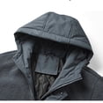 thumbnail image 4 of safuny Men's Solid Color Zip-Up Long Sleeve Drawstring Hooded Jacket Casual Fleece Nylon Multiple Pockets able Lightweight Outdoor Coat for Daily Wear Dark Gray XXL, 4 of 8