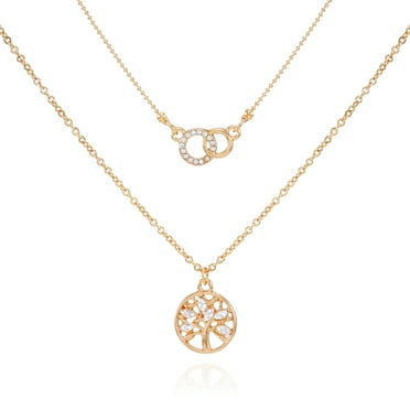 Time and Tru Women's Dainty Tree of Life Goldtone Necklace Set