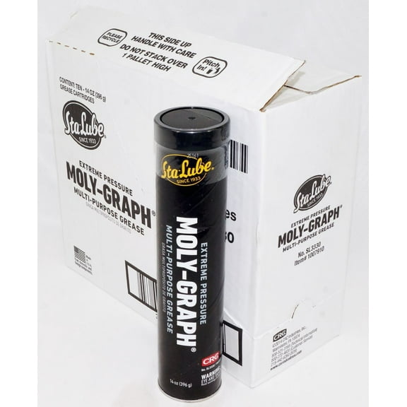 Sta-Lube Moly-Graph EP Multi-Purpose Lithium Grease SL3330 Grease Cartridge, 14 oz - Dark Gray (10 Pack)
