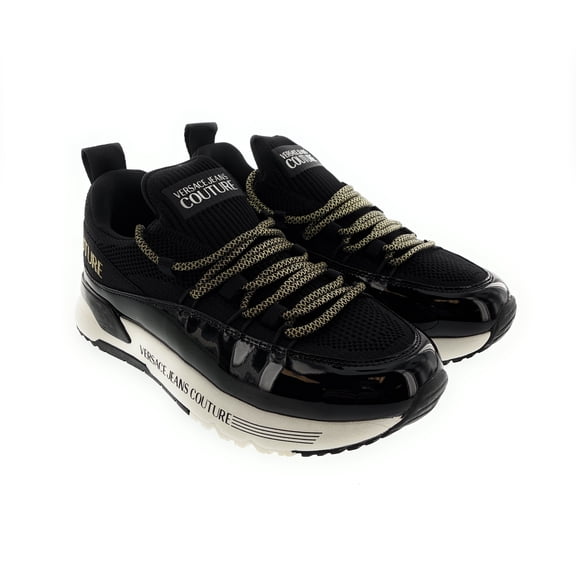 Versace Jeans Couture Womens Black LowTop Chunky Sneakers with Gold Accents
-EU38 for Womens