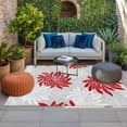 thumbnail image 2 of Red Grey Flowers Outdoor Rug for Patio/Deck/Porch, Non-Slip Large Area Rug 5 x 7 Ft, Modern Abstract Blooms Floral Indoor Outdoor Rugs Washable Area Rugs, Reversible Camping Rug Carpet Runner, 2 of 8