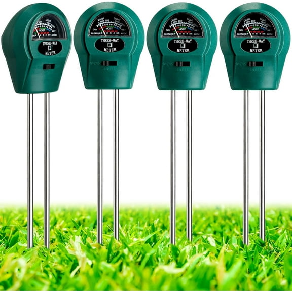 4 Pieces Plant Moisture Meter 3 in 1 Soil Moisture Meter for House Plants pH Tester Moisture Monitor for Gardening Indoor Outdoor Lawn Patio Farm Plants, No Battery Required