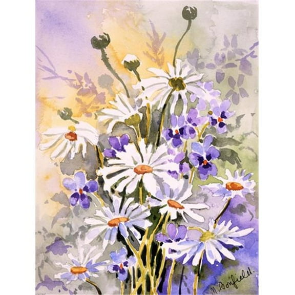 Daisies by Maureen Bonfield Flag Canvas House Size