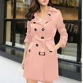 thumbnail image 2 of jtjvou Women's Plus Size Trench Coat Double-Breasted Waterproof Lapel Overcoat Stylish Pea Coat with Detachable Hood Pink XL, 2 of 5