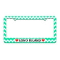 thumbnail image 1 of Long Island Love with Hearts - License Plate Tag Frame - Teal Chevrons Design, 1 of 1